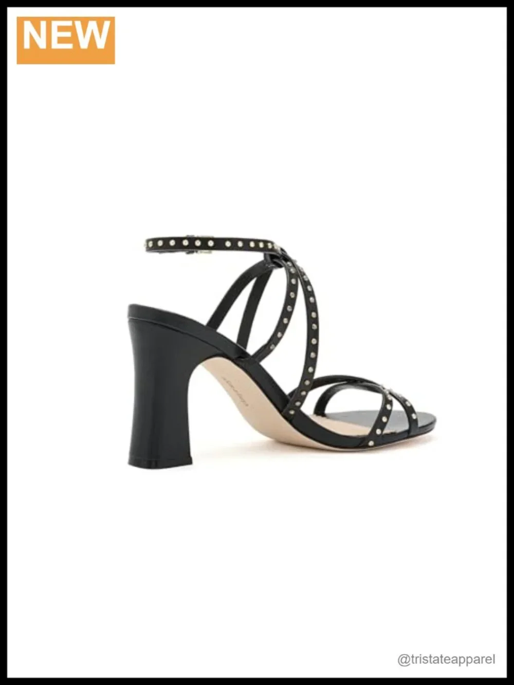 Studded Metallic Leather Slingback Block Heel Sandals Formal